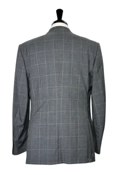 Corneliani Mens Gray Windowpane Fully-Canvassed Notch Lapels Classic Fit 2 Button Wool Suit - 40R