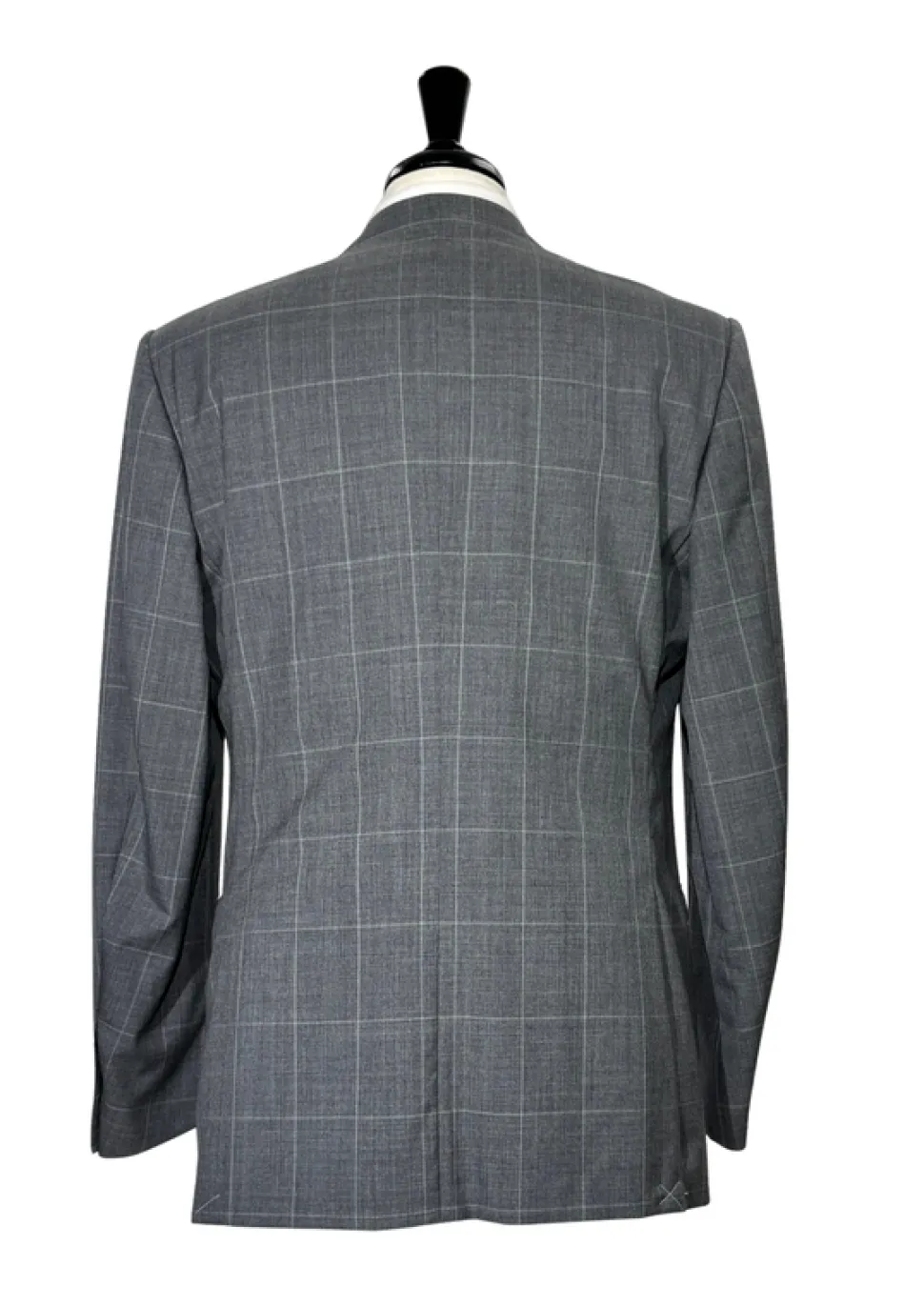 Corneliani Mens Gray Windowpane Fully-Canvassed Notch Lapels Classic Fit 2 Button Wool Suit - 40R