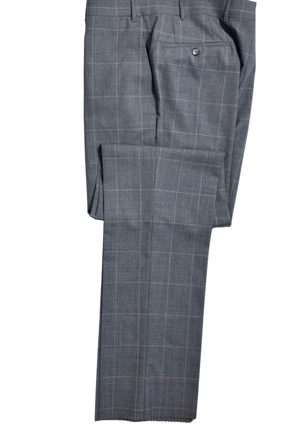 Corneliani Mens Gray Windowpane Fully-Canvassed Notch Lapels Classic Fit 2 Button Wool Suit - 40R