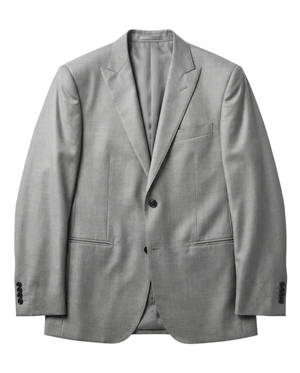 Corneliani Mens Light Gray Textured Fully-Canvassed Peak Lapels Classic Fit 3-Piece Wool Silk Suit - 40L