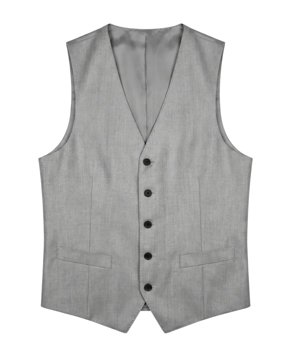 Corneliani Mens Light Gray Textured Fully-Canvassed Peak Lapels Classic Fit 3-Piece Wool Silk Suit - 40L
