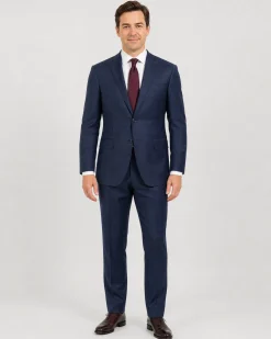 Corneliani Mens Navy Pinstripe Fully-Canvassed Notch Lapels Slim Fit 2 Button Wool Suit - 44R