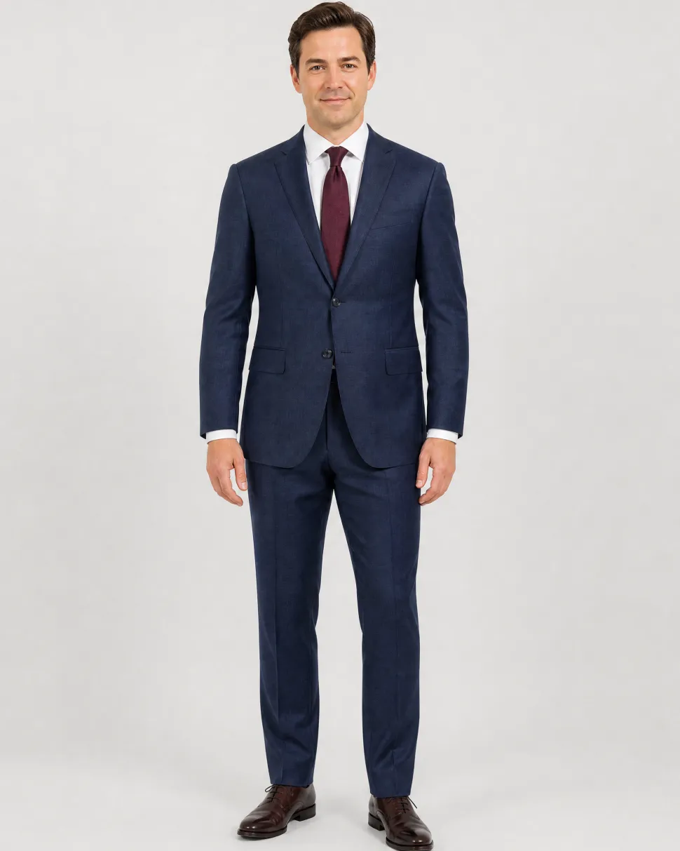 Corneliani Mens Navy Pinstripe Fully-Canvassed Notch Lapels Slim Fit 2 Button Wool Suit - 44R