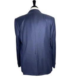 Corneliani Mens Navy Textured Fully-Canvassed Peak Lapel Slim Fit 3-Piece Wool Suit - 46L