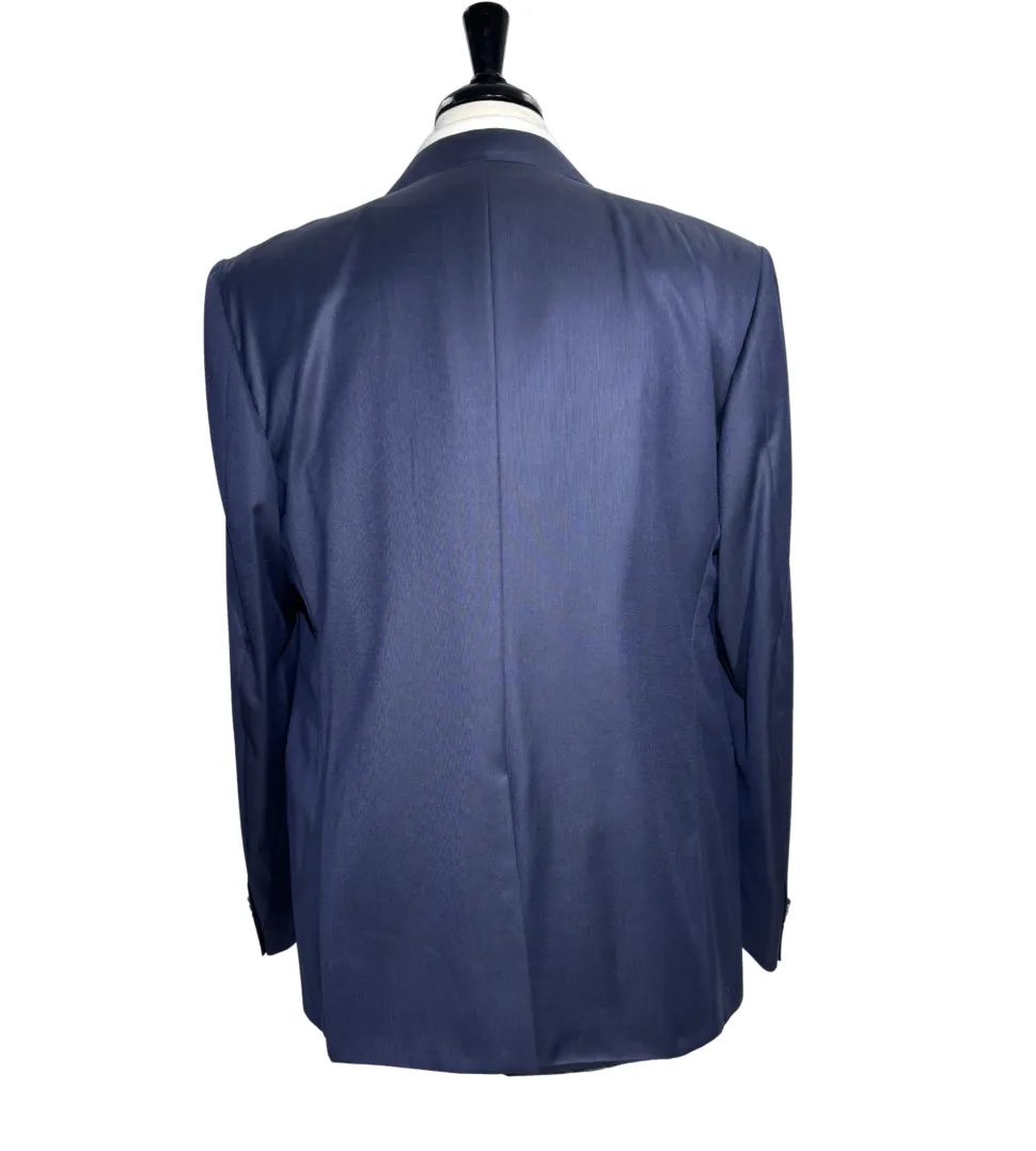 Corneliani Mens Navy Textured Fully-Canvassed Peak Lapel Slim Fit 3-Piece Wool Suit - 46L