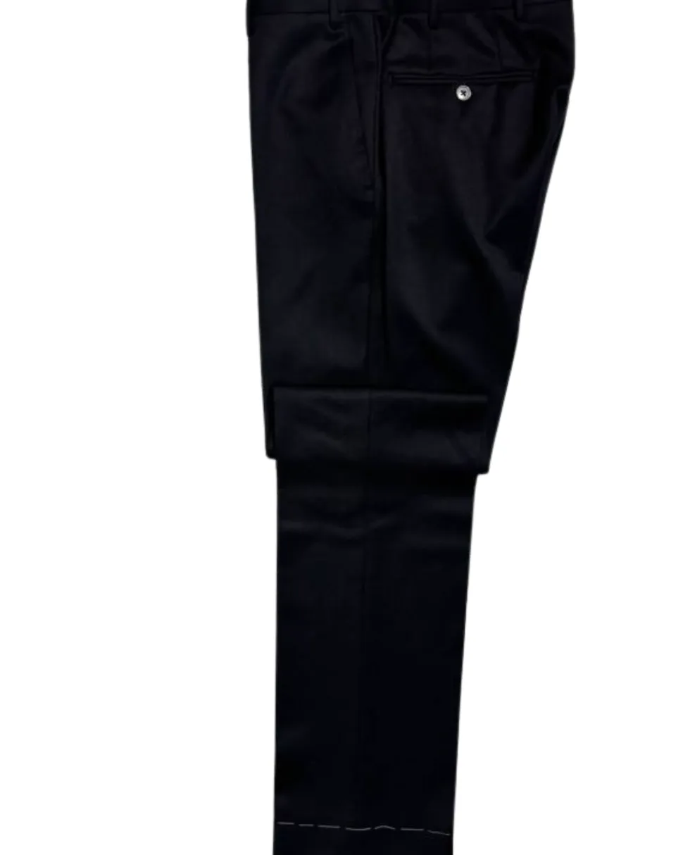 Corneliani Mens Solid Black Fully-Canvassed Peak Lapel Slim Fit 3-Piece Wool Tuxedo Suit - 42R