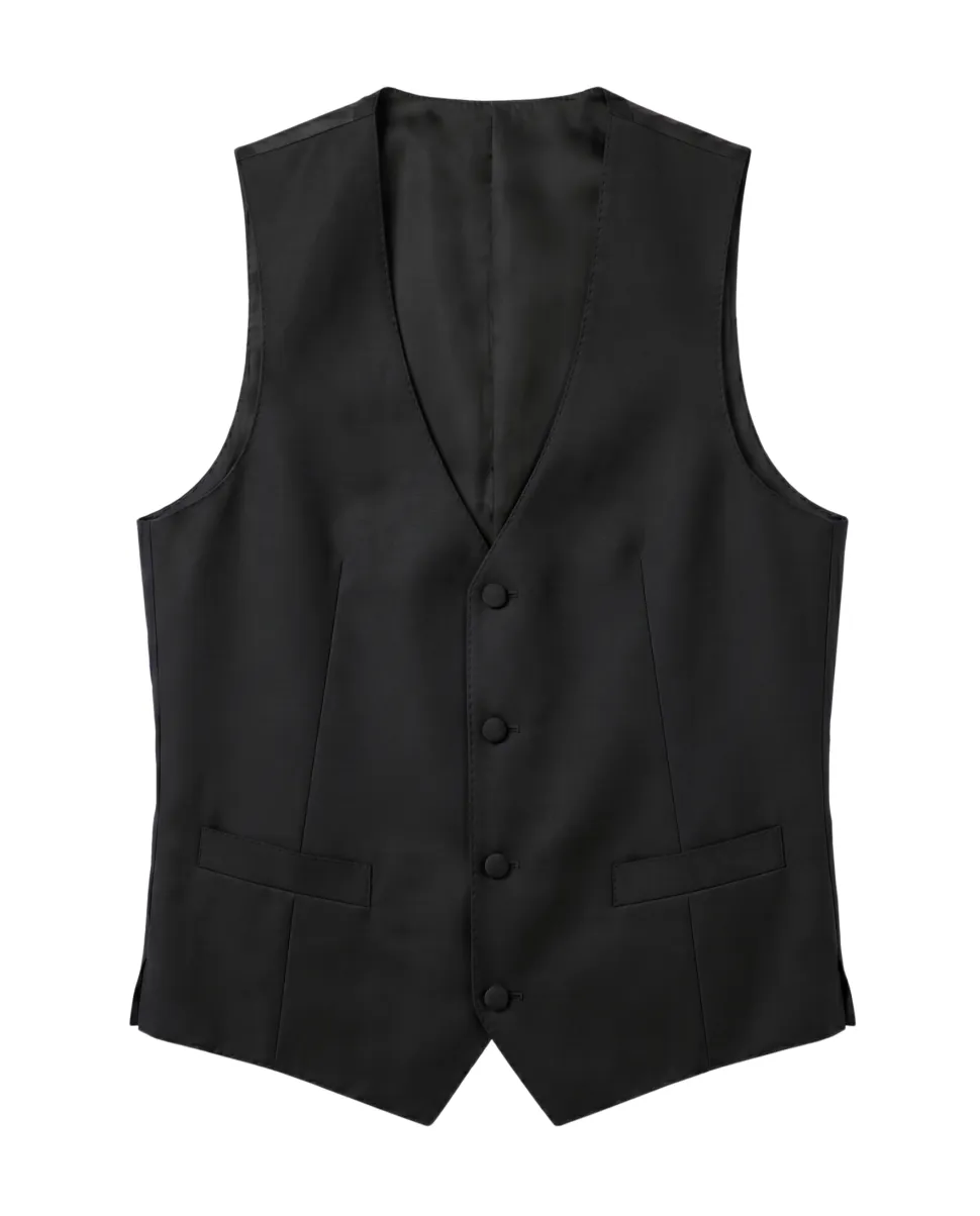 Corneliani Mens Solid Black Fully-Canvassed Shawl Lapel Slim Fit 3-Piece Wool Tuxedo - 38R
