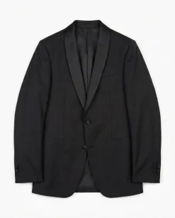 Corneliani Mens Solid Black Fully-Canvassed Shawl Lapel Slim Fit 3-Piece Wool Tuxedo - 38R