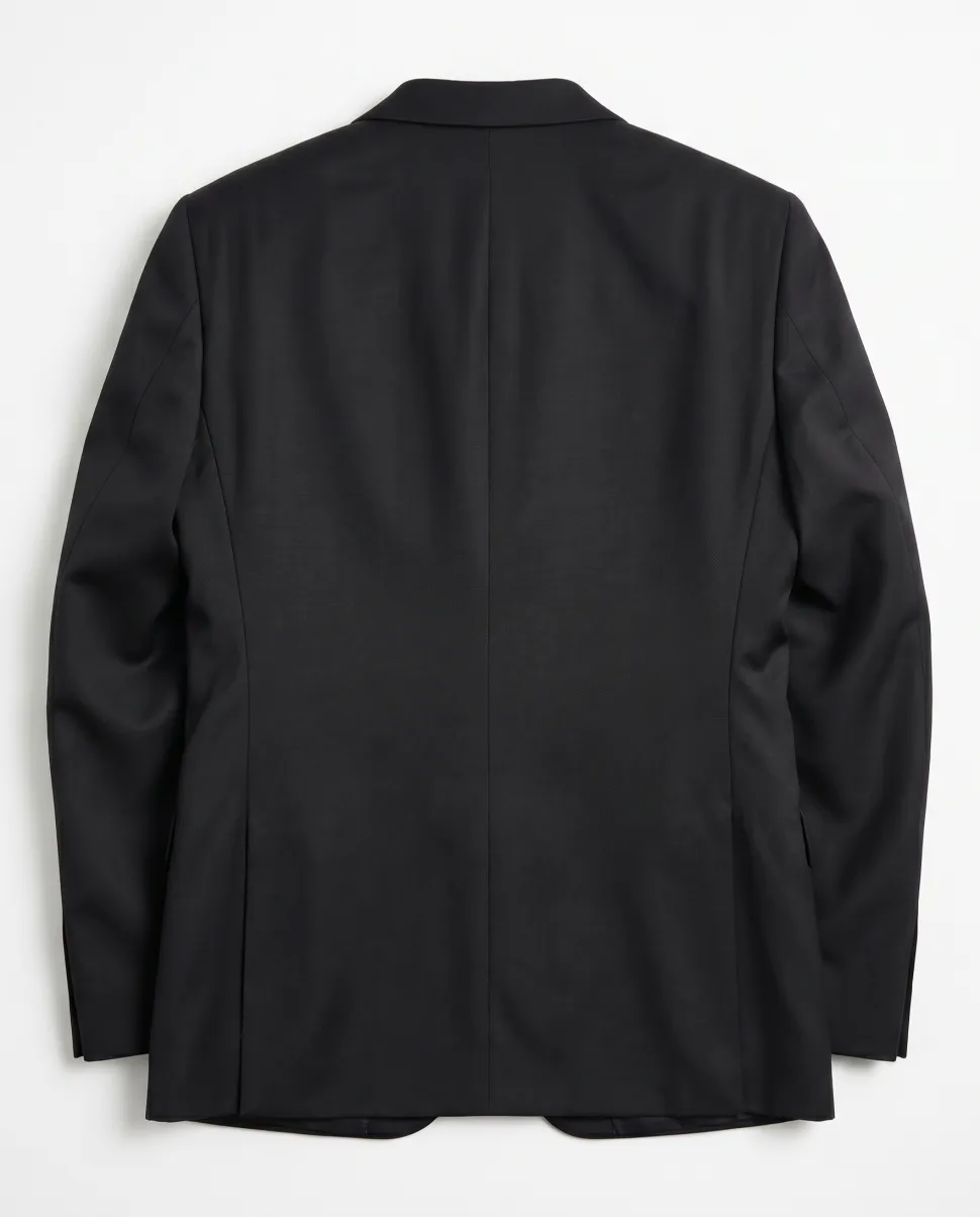 Corneliani Mens Solid Black Fully-Canvassed Shawl Lapel Slim Fit 3-Piece Wool Tuxedo - 38R