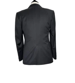 Corneliani Mens Solid Black Fully-Canvassed Satin Split Peak Lapel Slim Fit 3-Piece Wool Tuxedo - 36R