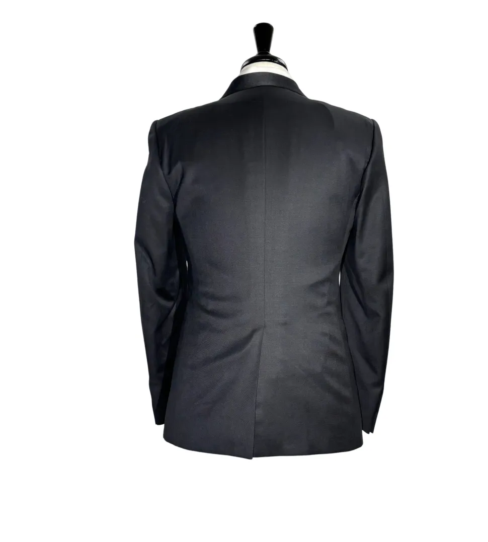 Corneliani Mens Solid Black Fully-Canvassed Shawl Lapel Classic Fit 3-Piece Wool Tuxedo - 38R