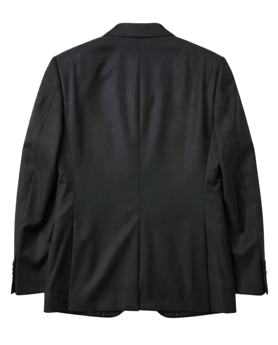 Corneliani Mens Solid Black Fully-Canvassed Shawl Lapel Classic Fit 3-Piece Wool Silk Tuxedo - 36S