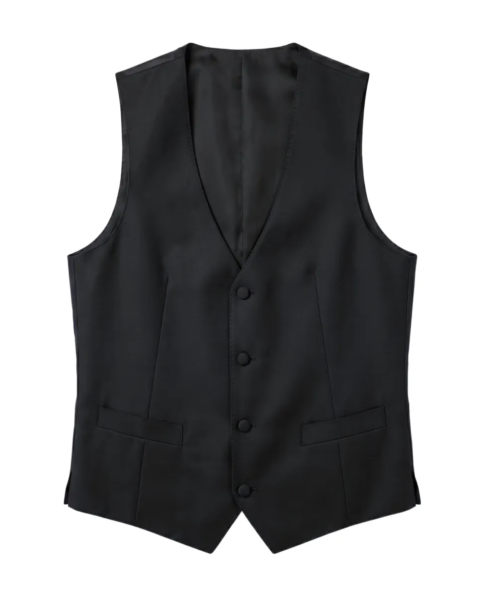 Corneliani Mens Solid Black Fully-Canvassed Shawl Lapel Classic Fit 3-Piece Wool Silk Tuxedo - 36S