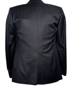 Corneliani Mens Solid Black Fully-Canvassed Peak Lapel Classic Fit 3-Piece Wool Tuxedo Suit - 36S