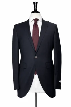 Corneliani Mens Solid Black Fully-Canvassed Peak Lapels Classic Fit 1-Button Wool Blend Suit - 38L
