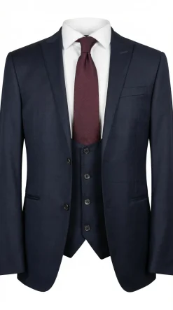 Corneliani Mens Solid Midnight Blue Fully-Canvassed Peak Lapels Slim Fit 3-Piece Wool Suit - 38R