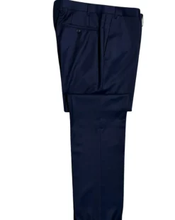 Corneliani Mens Solid Navy Blue Fully-Canvassed Peak Lapels Slim Fit Double Breasted Wool Suit - 42R
