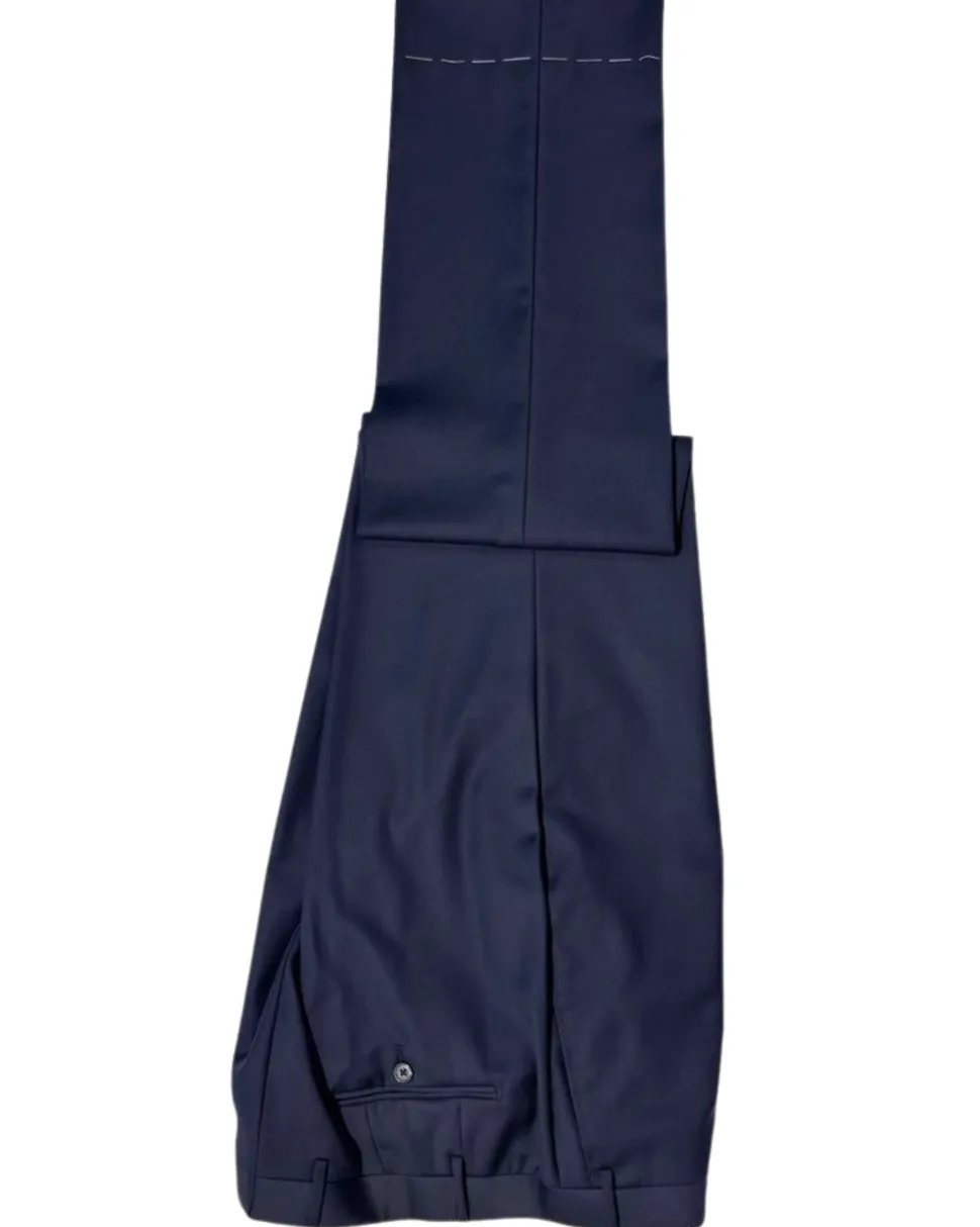 Corneliani Mens Solid Navy Blue Fully-Canvassed Notch Lapel Slim Fit 3-Piece Wool Suit - 44R