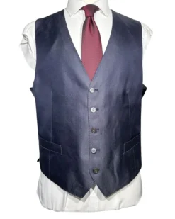 Corneliani Mens Solid Navy Blue Fully-Canvassed Notch Lapel Slim Fit 3-Piece Wool Suit - 44R