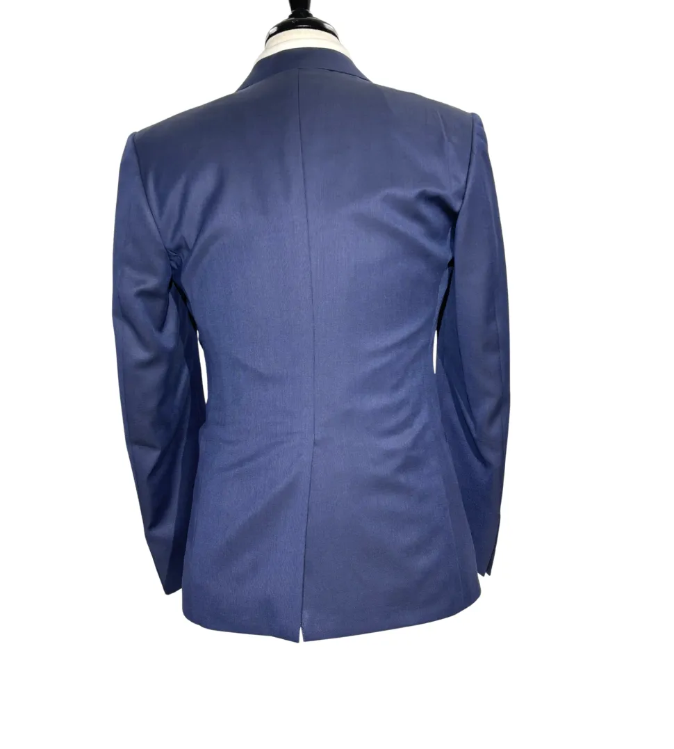 Corneliani Mens Solid Navy Fully-Canvassed Peak Lapel Slim Fit 3-Piece Wool Tuxedo Suit - 36R