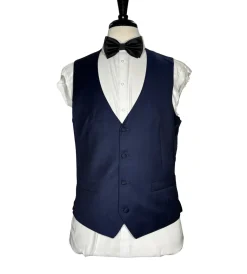 Corneliani Mens Solid Navy Fully-Canvassed Shawl Lapels Slim Fit 3-Piece Wool Tuxedo - 42R