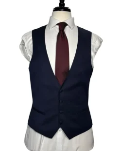 Corneliani Mens Solid Navy Fully-Canvassed Satin Peak Lapel Slim Fit 3-Piece Wool Tuxedo Suit - 40R