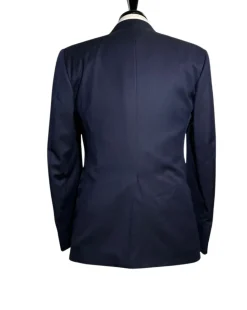 Corneliani Mens Solid Navy Fully-Canvassed Satin Peak Lapel Slim Fit 3-Piece Wool Tuxedo Suit - 40R