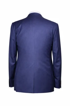 Corneliani Mens Solid Navy Fully-Canvassed Peak Lapels Classic Fit 3-Piece Wool Silk Suit - 44R