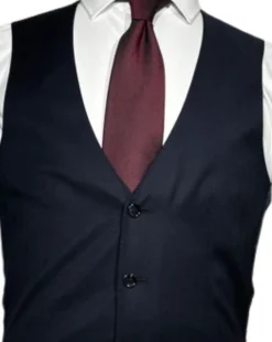Corneliani Mens Solid Navy Fully-Canvassed Notch Lapels Classic Fit 3-Piece Wool Suit - 38R