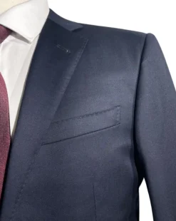 Corneliani Mens Solid Navy Fully-Canvassed Notch Lapels Classic Fit 3-Piece Wool Suit - 38R