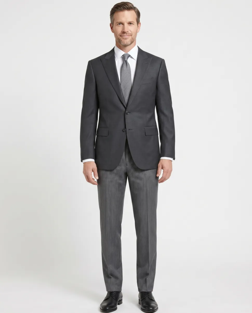 Corneliani 48R 60 Gray Super 130's Wool Morning Tuxedo Suit with Peak Lapels
