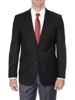 Creativo Classic Fit Solid Black Two Button Blazer