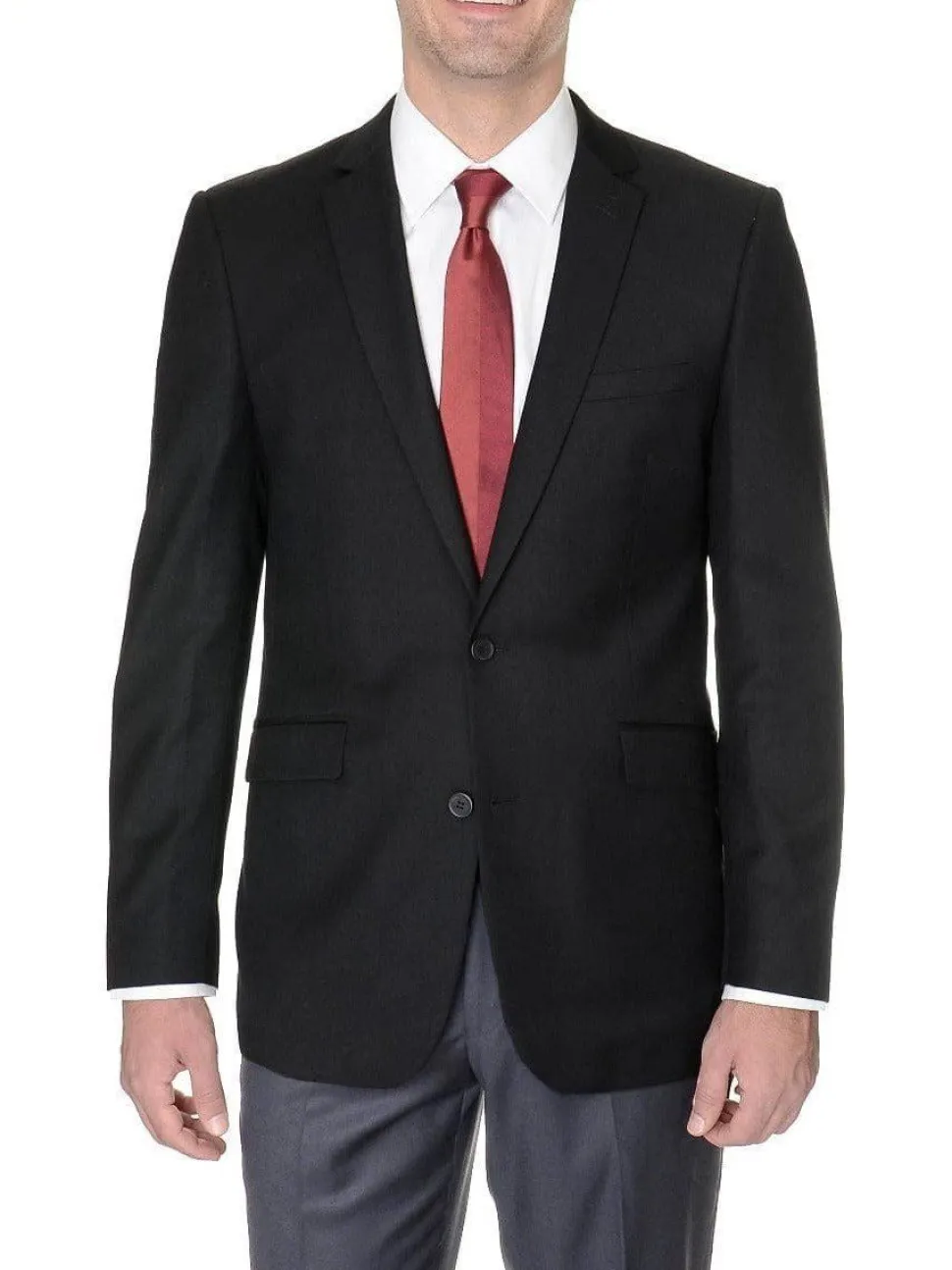 Creativo Classic Fit Solid Black Two Button Blazer