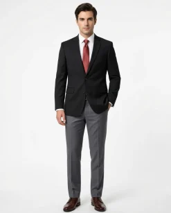 Creativo Classic Fit Solid Black Two Button Blazer
