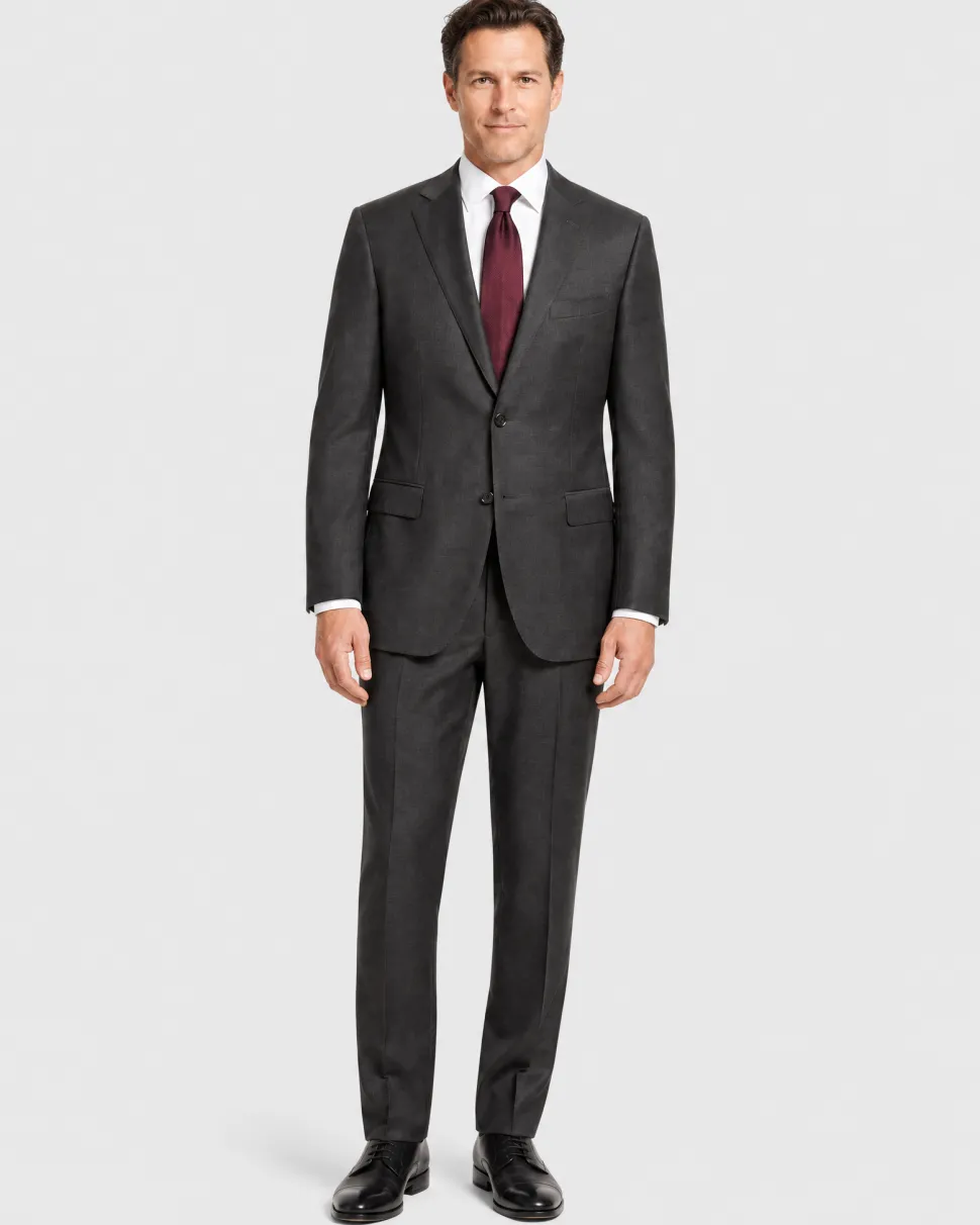Designer Suit 199 Dark Gray Wool Slim Fit Notch Lapel 2-Button Suit