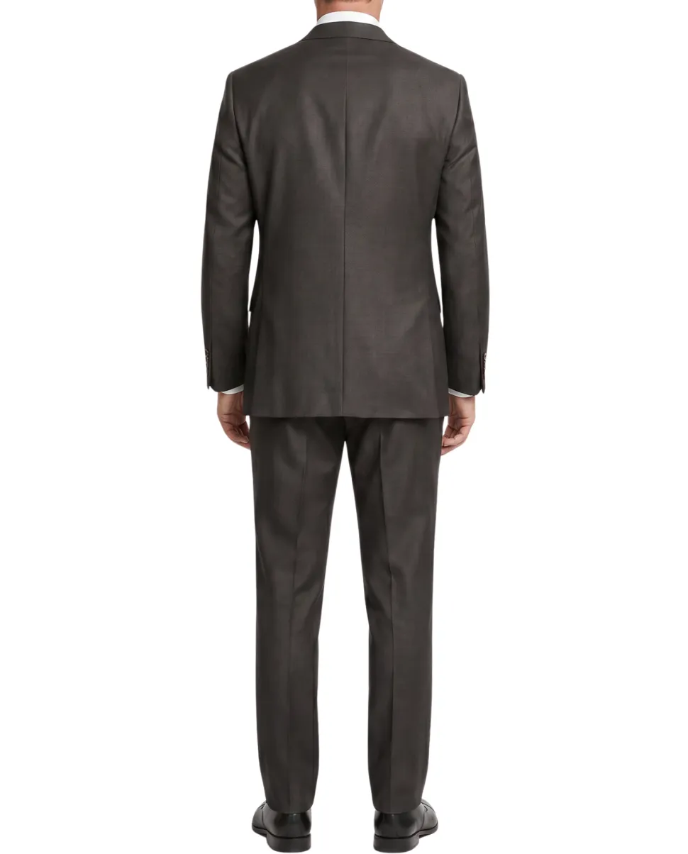 Designer Suit 199 Dark Gray Wool Slim Fit Notch Lapel 2-Button Suit