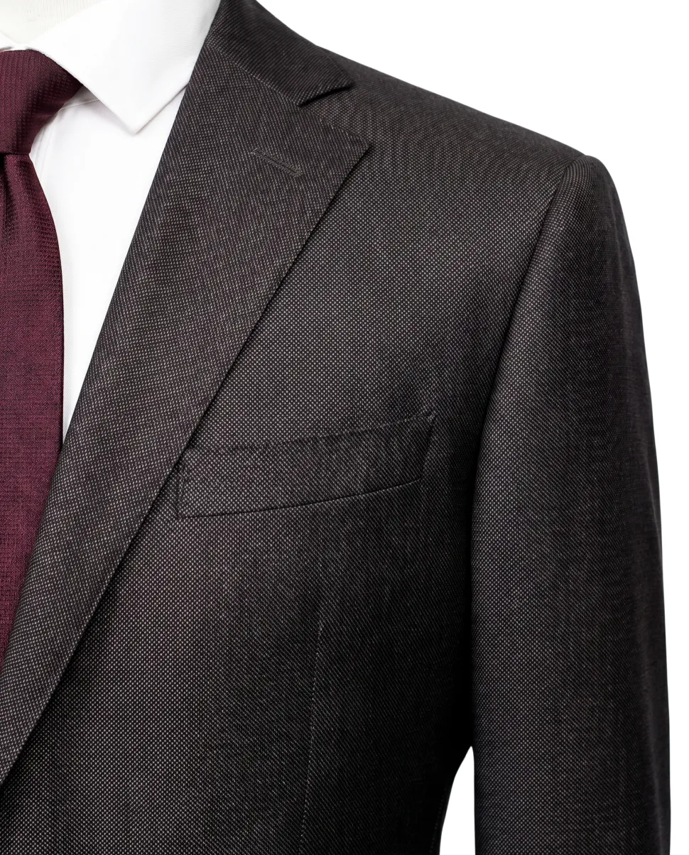 Designer Suit 199 Dark Gray Wool Slim Fit Notch Lapel 2-Button Suit