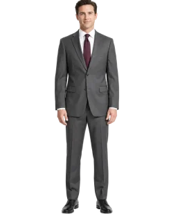 Designer Suit 299 Gray Wool Slim Fit Notch Lapel 2-Button Suit