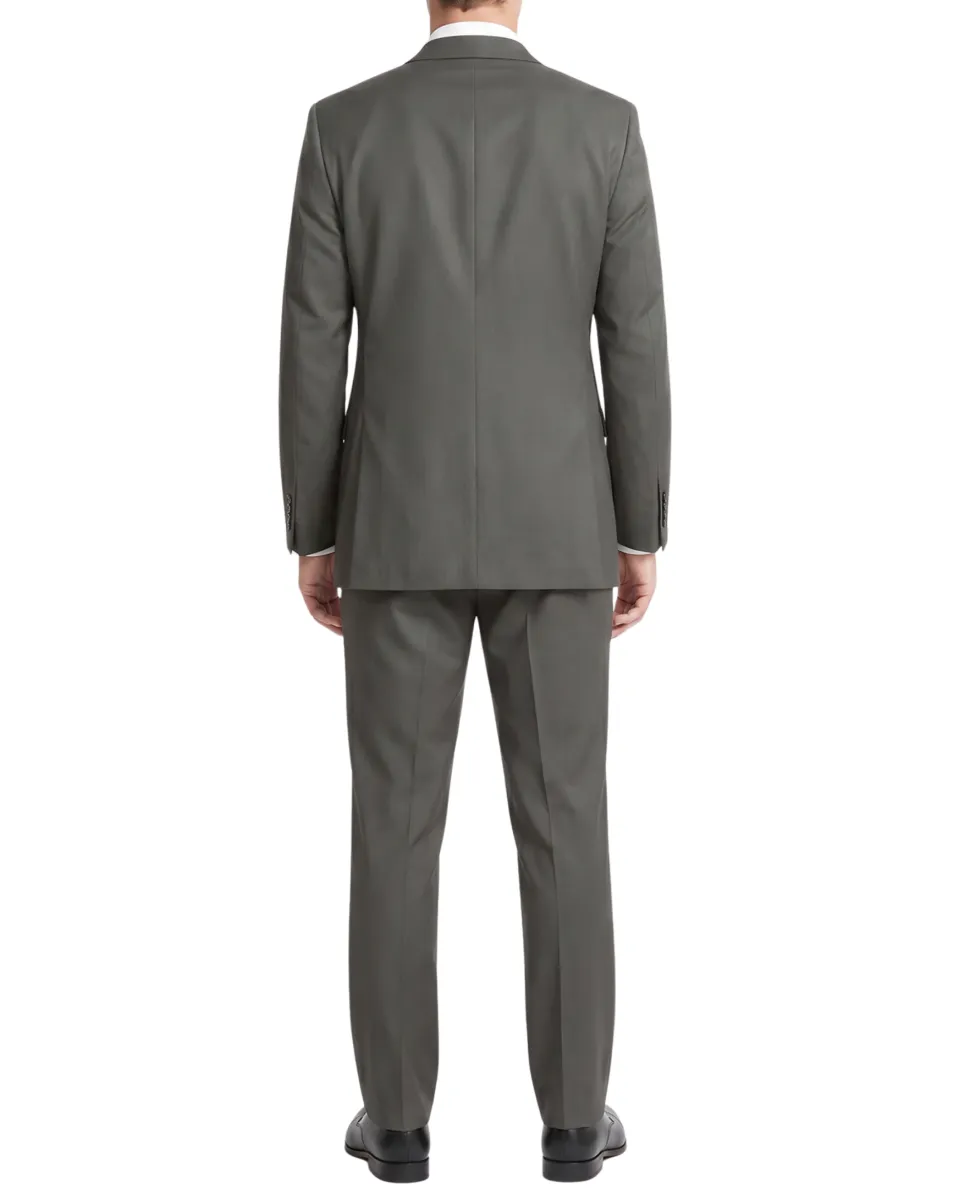 Designer Suit 299 Gray Wool Slim Fit Notch Lapel 2-Button Suit