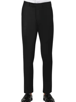Di'nucci Slim Fit Black Textured Peak Lapel Wool Blend Suit