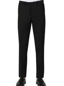 Di'nucci Slim Fit Black Textured Double Breasted Wool Blend Suit