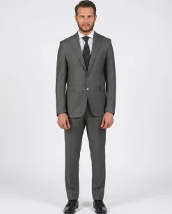 Di'nucci Slim Fit Gray With Light Gray Pinstripe Peak Lapel Wool Blend Suit