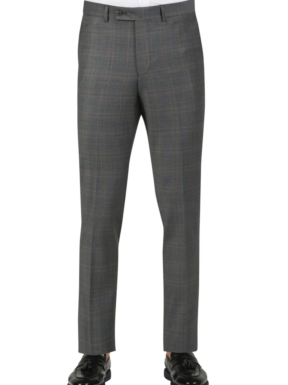 Di'nucci Slim Fit Gray With Light Gray Pinstripe Peak Lapel Wool Blend Suit