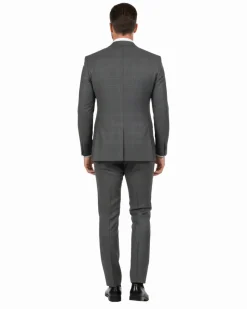 Di'nucci Slim Fit Gray With Light Gray Pinstripe Peak Lapel Wool Blend Suit