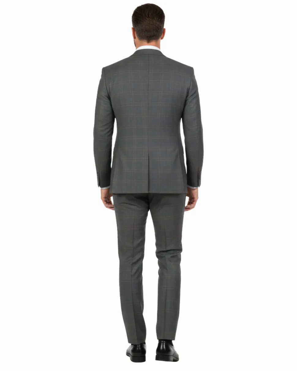 Di'nucci Slim Fit Gray With Light Gray Pinstripe Peak Lapel Wool Blend Suit