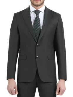Di'nucci Slim Fit Green Textured Peak Lapel Wool Blend Suit