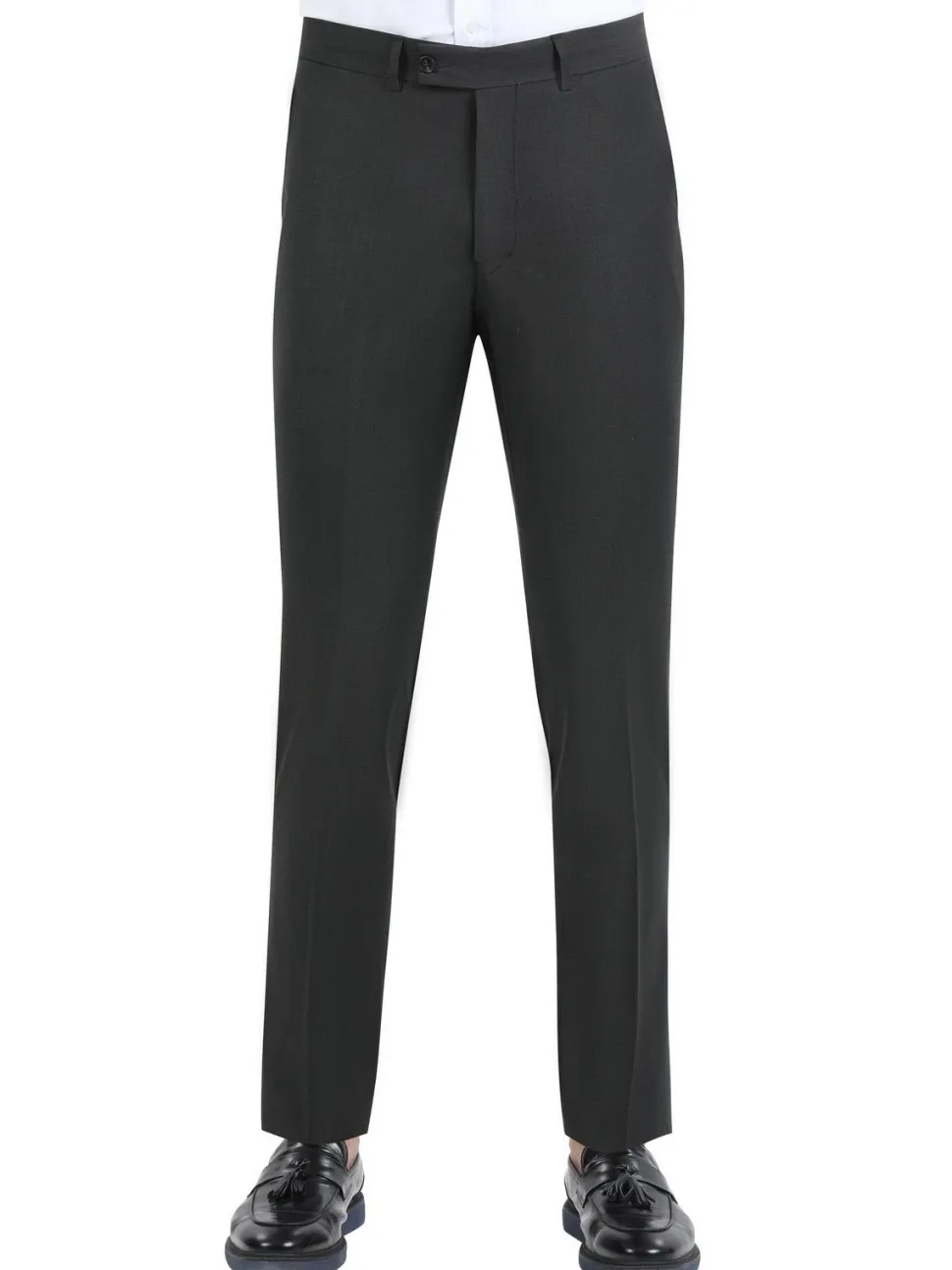 Di'nucci Slim Fit Green Textured Peak Lapel Wool Blend Suit