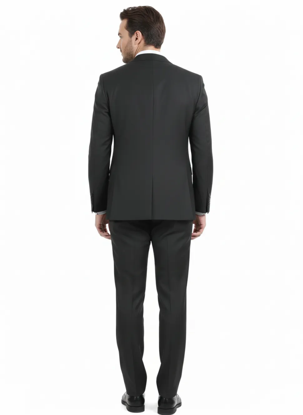 Di'nucci Slim Fit Green Textured Peak Lapel Wool Blend Suit