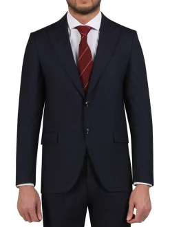 Di'nucci Slim Fit Navy With Purple Pinstripe Peak Lapel Wool Blend Suit