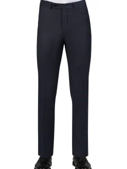Di'nucci Slim Fit Navy With Purple Pinstripe Double Breasted Peak Lapel Wool Suit